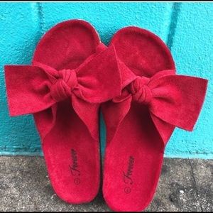 Women’s Fashion Bow Decor Slip On Sandal Red 5-10